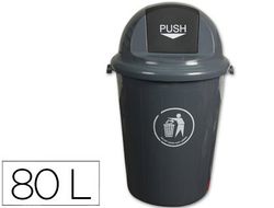 Papelera Contenedor Q-Connect Plastico con Tapadera 80L Color Gris 450X760 Mm