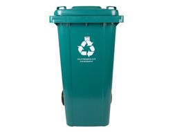 Papelera contenedor q-connect plastico con tapadera y ruedas 240 litros 1040x620x610 mm verde