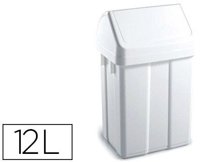 Papelera Contenedor Tts Plastico con Tapadera Max 12 Litros Blanca 400X230X200 Mm