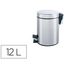 Papelera metalica q-connect con pedal cromada 25x38cm capacidad 12 litros