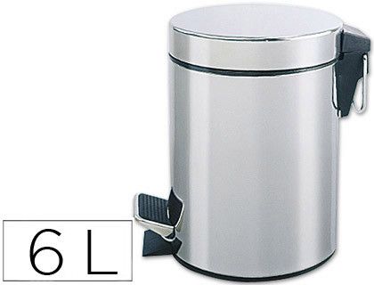 Papelera Metalica Q-Connect con Pedal Cromada 32X21 cm Capacidad 6 Litros