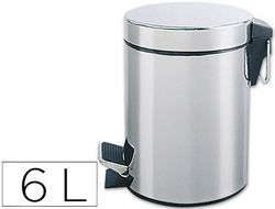 Papelera Metalica Q-Connect con Pedal Cromada 32X21 cm Capacidad 6 Litros