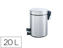 Papelera metalica q-connect con pedal cromada 43x29cm capacidad 20 litros