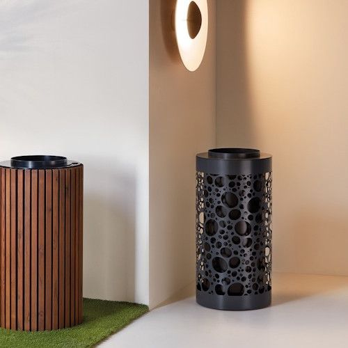 Papelera Nyon 80 L textura LINEAR con Cenicero