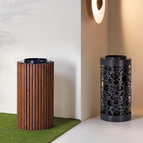 Papelera Nyon WOOD (versión en madera) con Cenicero