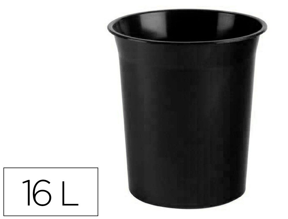 Papelera plastico archivo 2000 antimicrobiana sanitized plastico negro 16 litros 290x310 mm