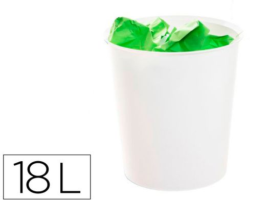 Papelera plastico archivo 2000 ecogreen 100% reciclada 18 litros color blanco pastel