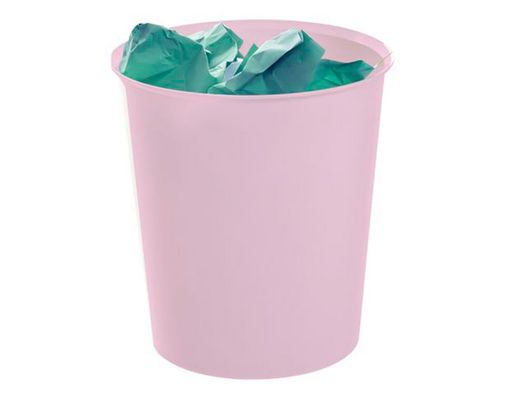 Papelera plastico archivo 2000 ecogreen 100% reciclada 18 litros color rosa pastel