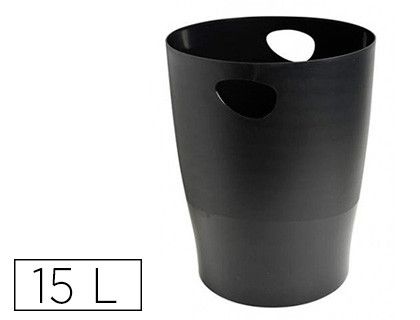 Papelera plastico exacompta ecoblack negro 15 litros