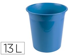 Papelera plastico liderpapel celeste opaco 13 litros 275x285 mm