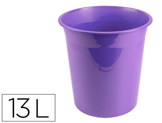 Papelera plastico liderpapel lavanda opaco 13 litros 275x285 mm