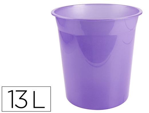Papelera plastico liderpapel lavanda translucido 13 litros 275x285 mm mm