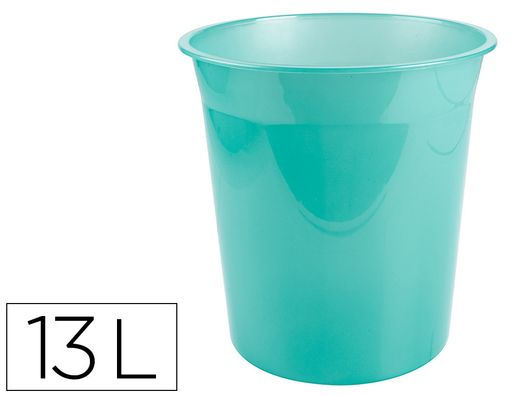 Papelera plastico liderpapel menta translucido 13 litros 275x285 mm mm