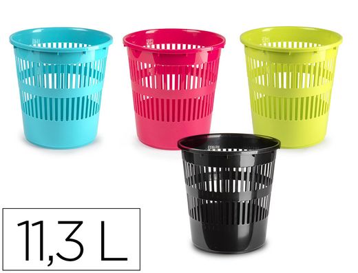 Papelera plastico plastiforte redonda colores surtidos 11,3 l 275x275x280 mm