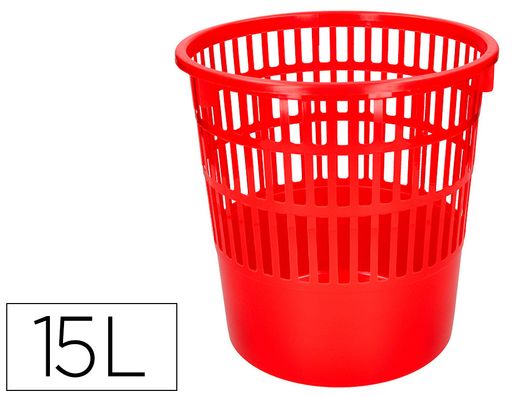 Papelera plastico q-connect 15 litros color rojo 285x290 mm