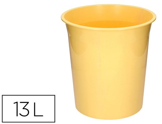 Papelera plastico q-connect amarillo pastel opaco 13 litros 275x285 mm