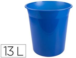 Papelera plastico q-connect azul translucido 13 litros