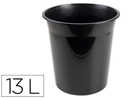 Papelera plastico q-connect negro opaco 13 litros