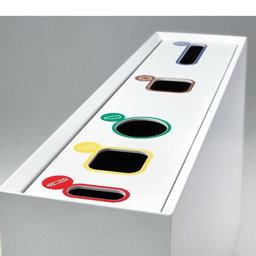 Papelera reciclaje Zell de 160 L, 5 tipos de residuos