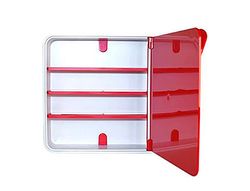 PAPERFLOW Armario mural para Medicinas color Rojo 4 estantes Fabricado en ABS Brillo MTBMH18
