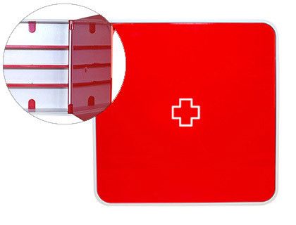 PAPERFLOW Armario mural para Medicinas color Rojo 4 estantes Fabricado en ABS Brillo MTBMH18