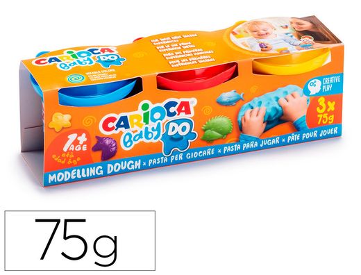 Pasta de modelar carioca baby dough bote 75 g set de 3 colores surtidos