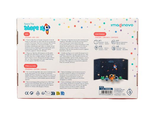 Pasta para modelar imaginovo de secado al aire set de 12 colores shape it space trip herramientas e instrucciones