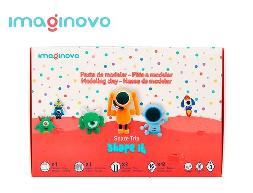 Pasta para modelar imaginovo de secado al aire set de 12 colores shape it space trip herramientas e instrucciones