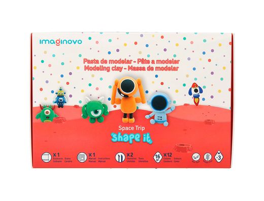 Pasta para modelar imaginovo de secado al aire set de 12 colores shape it space trip herramientas e instrucciones