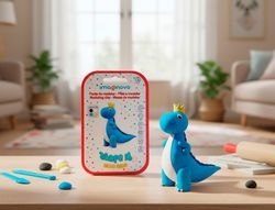 Pasta para modelar imaginovo de secado al aire set de colores surtidos con instrucciones dinosaurio azul