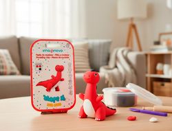 Pasta para modelar imaginovo de secado al aire set de colores surtidos con instrucciones dinosaurio rojo