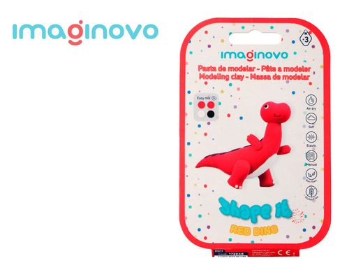 Pasta para modelar imaginovo de secado al aire set de colores surtidos con instrucciones dinosaurio rojo