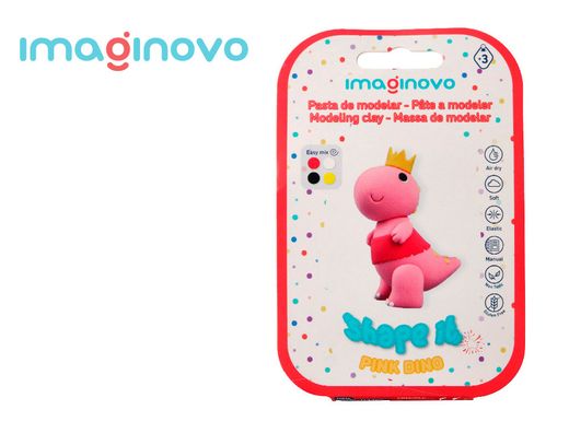 Pasta para modelar imaginovo de secado al aire set de colores surtidos con instrucciones dinosaurio rosa