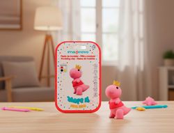 Pasta para modelar imaginovo de secado al aire set de colores surtidos con instrucciones dinosaurio rosa