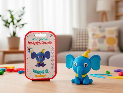 Pasta para modelar imaginovo de secado al aire set de colores surtidos con instrucciones elefante