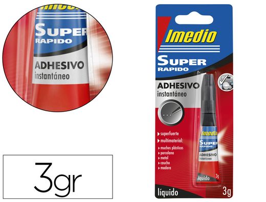 Pegamento imedio super rapido adhesivo instantaneo bote de 3 gr