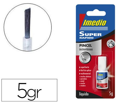 Pegamento imedio super rapido adhesivo instantaneo pincel bote de 5 gr