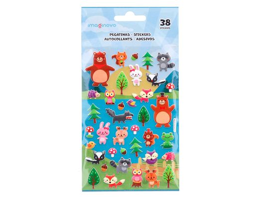 Pegatinas imaginovo cute animales bosque con relieve 190x105 mm en blister