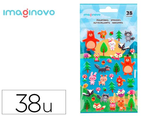 Pegatinas imaginovo cute animales bosque con relieve 190x105 mm en blister