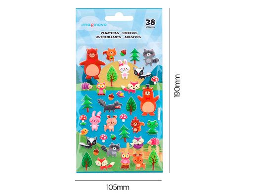 Pegatinas imaginovo cute animales bosque con relieve 190x105 mm en blister