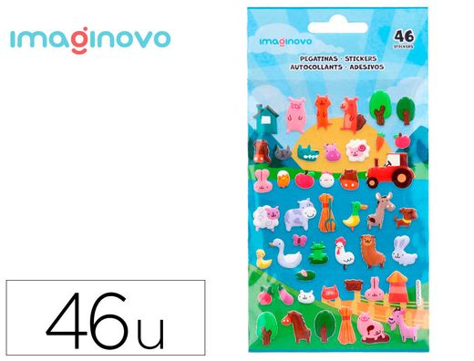 Pegatinas imaginovo cute animales granja con relieve 190x105 mm en blister