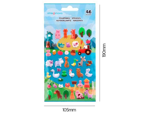 Pegatinas imaginovo cute animales granja con relieve 190x105 mm en blister