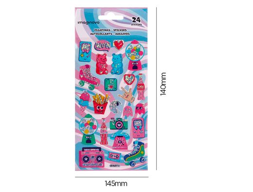 Pegatinas imaginovo diseńos surtidos hobbies con brillo 214x100 mm en blister