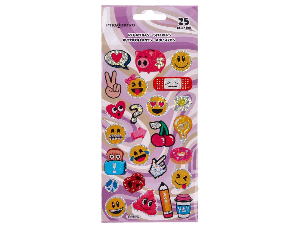 Pegatinas imaginovo diseńos surtidos smiley con brillo 214x100 mm en blister
