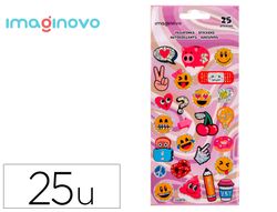 Pegatinas imaginovo diseńos surtidos smiley con brillo 214x100 mm en blister