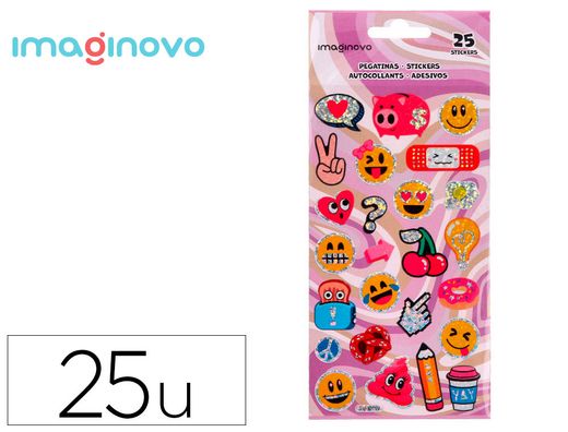 Pegatinas imaginovo diseńos surtidos smiley con brillo 214x100 mm en blister