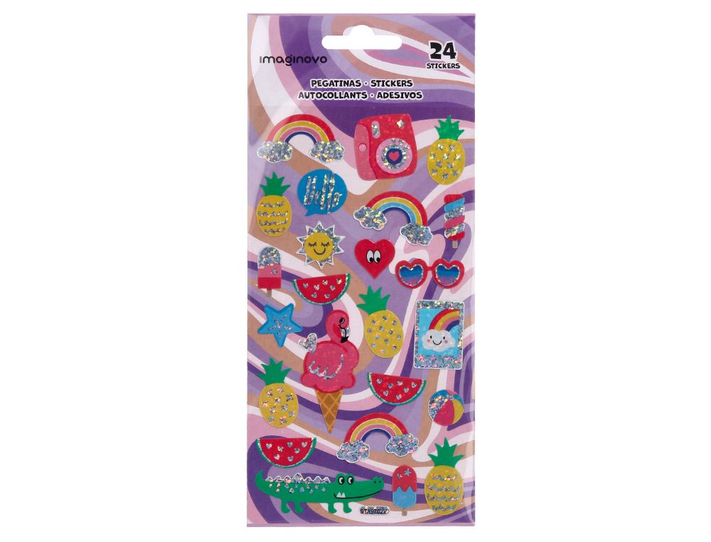 Pegatinas imaginovo diseńos surtidos verano con brillo 214x100 mm en blister