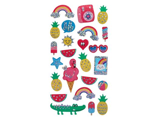 Pegatinas imaginovo diseńos surtidos verano con brillo 214x100 mm en blister