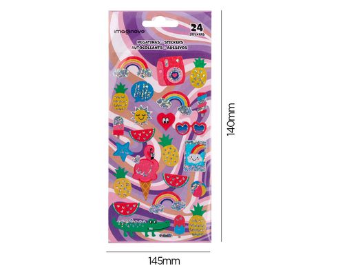 Pegatinas imaginovo diseńos surtidos verano con brillo 214x100 mm en blister