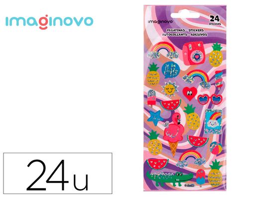 Pegatinas imaginovo diseńos surtidos verano con brillo 214x100 mm en blister